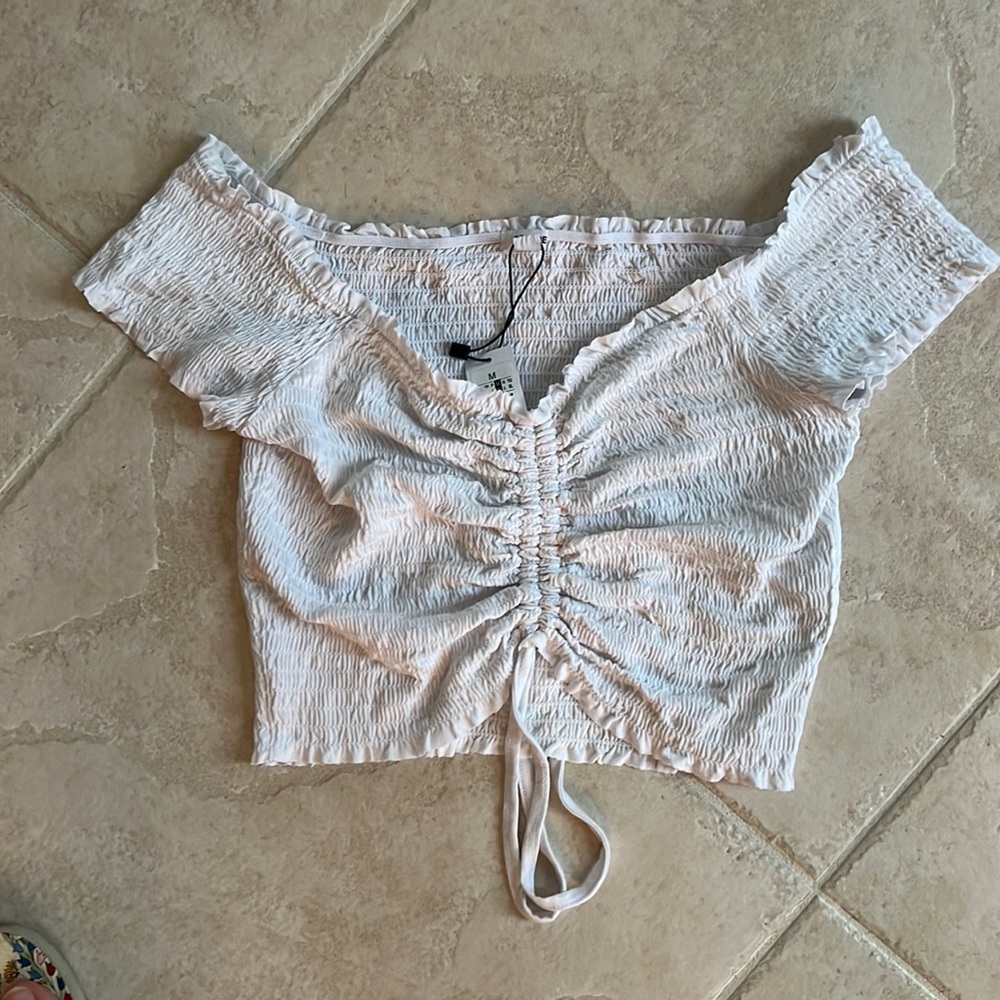 Garage White Blouse with Tie detail
